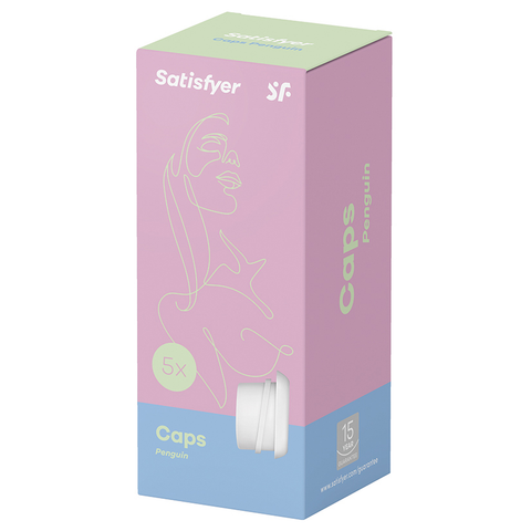 Satisfyer Penguin Climax Tips 5 Interchangeable White Attachments for Air-Pulse Stimulator Default Title Suction Stimulator