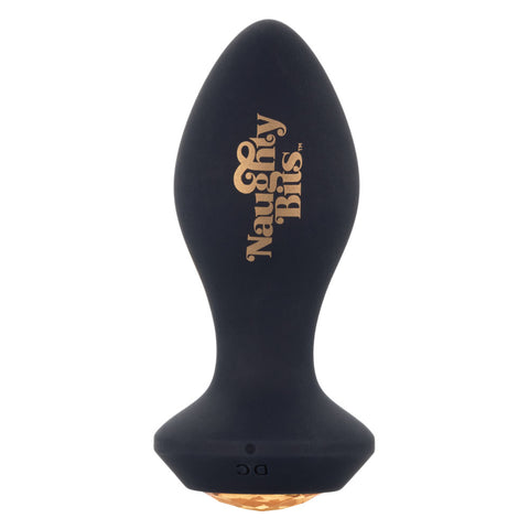 Naughty Bits Shake Your Ass Petite Black Vibrating Butt Plug with Gemstone Button > Anal Range > Jewel Butt Plugs