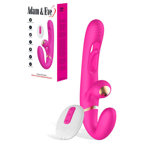 Adam & Eve Orgaz-Ohh-Matic USB Rechargeable Strapless Strap-On with Remote – Powerful Vibrating Strap-On Pink > Realistic Dildos and Vibes > Strapless Strap Ons