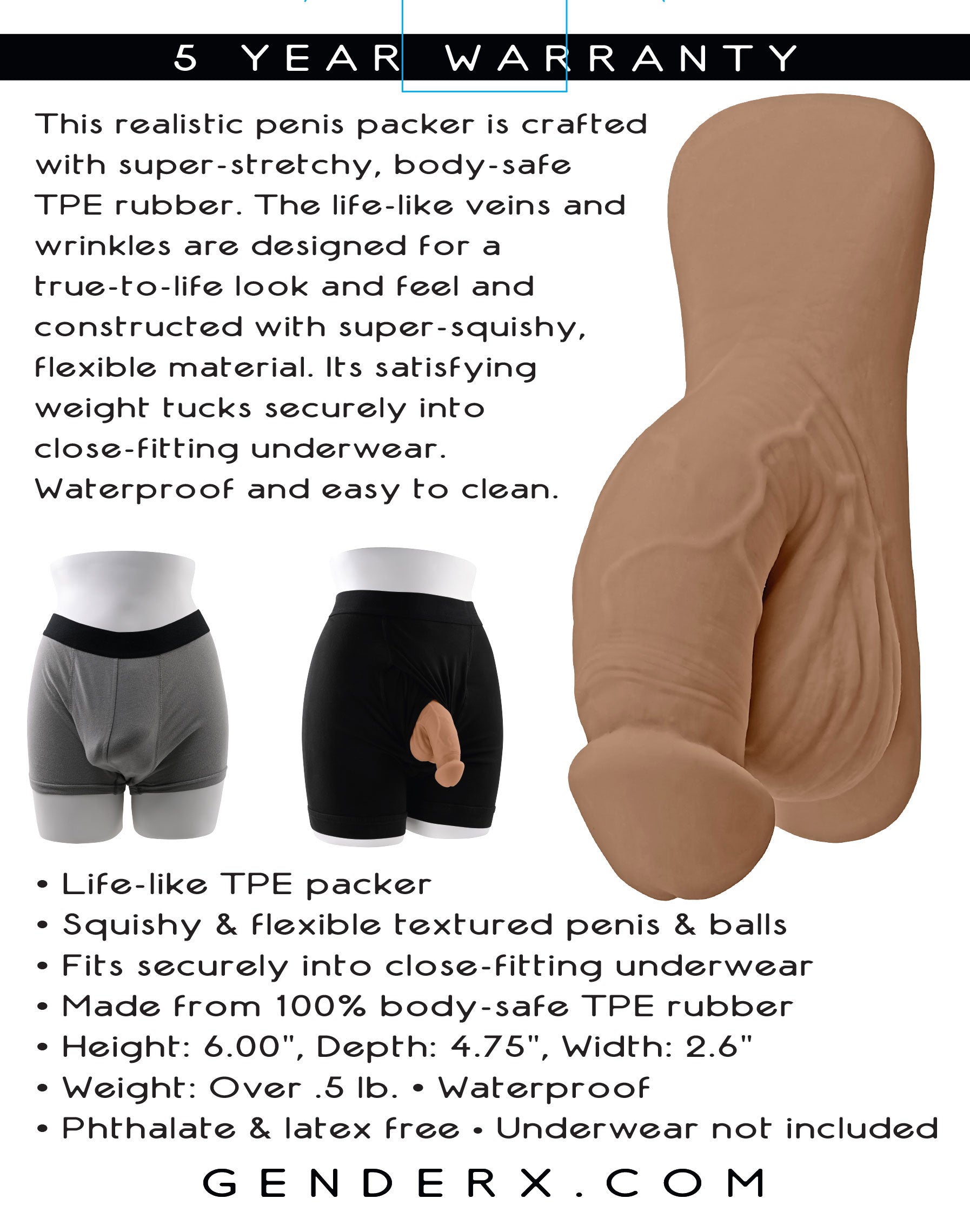Gender X 4 Inch Silicone Packer Medium (Tan) – Body-Safe Silicone Packer > Gender > Packers