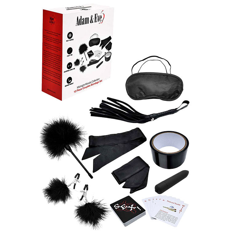 Adam & Eve Midnight Moods Collection – Couples Bondage Kit Set of 10 Pieces Black > Bondage Gear > Bondage Kits Main image
