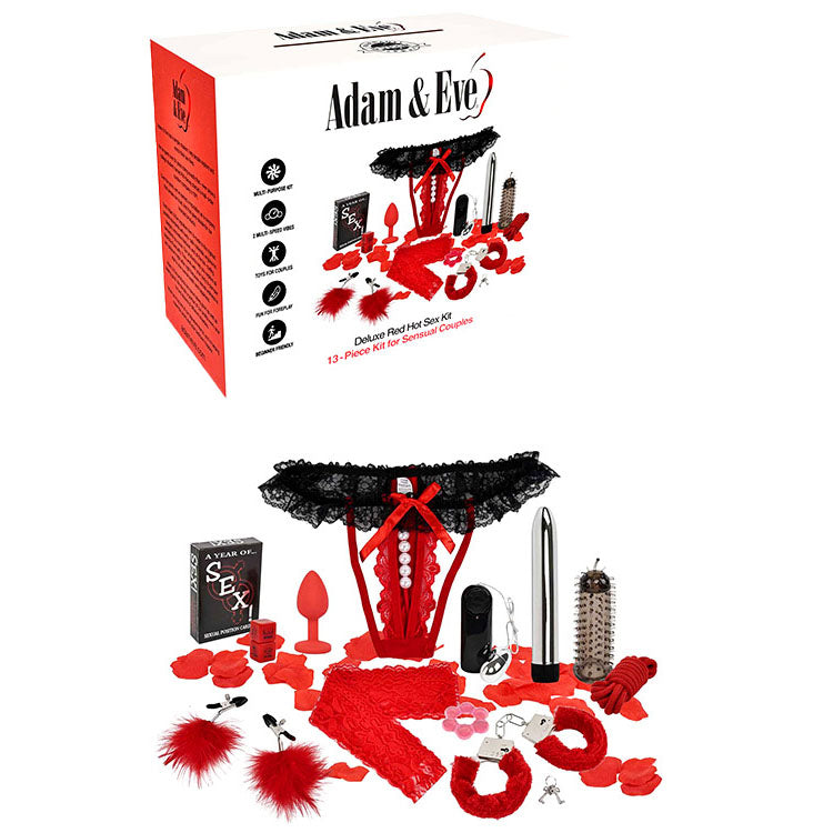 Adam & Eve Deluxe Red Hot Sex Kit – 13-Piece Couples Kit Red > Sex Toys > Sex Kits