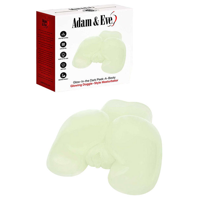 Adam & Eve Glow in the Dark Peek-A-Booty – Glow in the Dark Mini Masturbator Clear Strokers - Cup|Egg