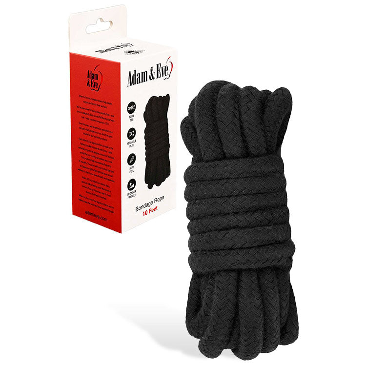 Adam & Eve Bondage Rope 3 Metre Length – Soft Touch Bondage Rope Black Rope