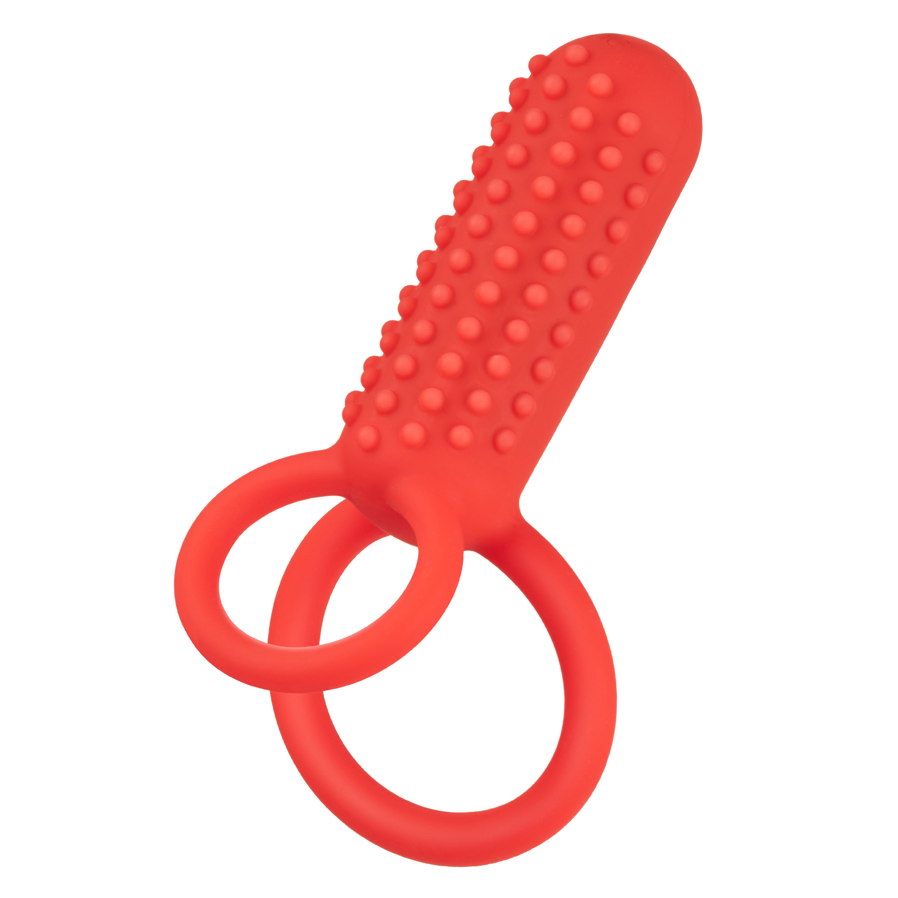 CalExotics Silicone Vertical Dual Enhancer Red Waterproof with 12 Intense Vibration Functions > Cock Ring > Vibrating