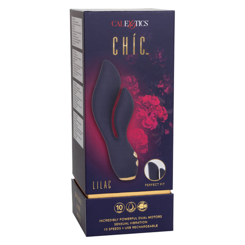 Chic Lilac Silicone Dual Motor Vibrator with Gold Accents – 10 Vibration Speeds, Rechargeable, Waterproof, Flexible Design Purple > Vibrators > Ladies > Rabbit