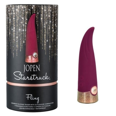Jopen Starstruck Fling Flexible Silicone Massager with Flickering Tip and 35 Vibration Functions in Purple and Glitter Gold Default Title Vibrators