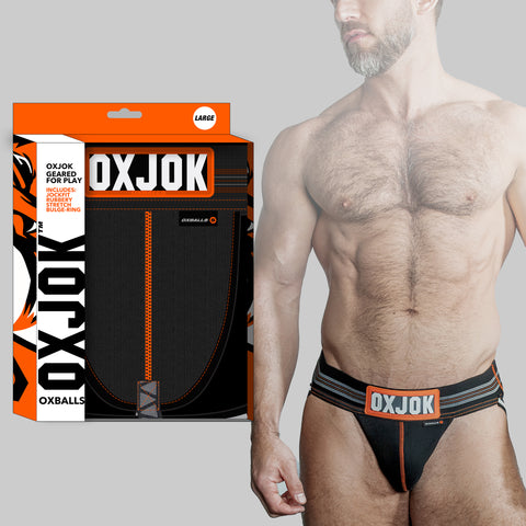 Oxballs Slingjock Upthrust Slider-Strap Jock Black Iron Black Small Jockstraps