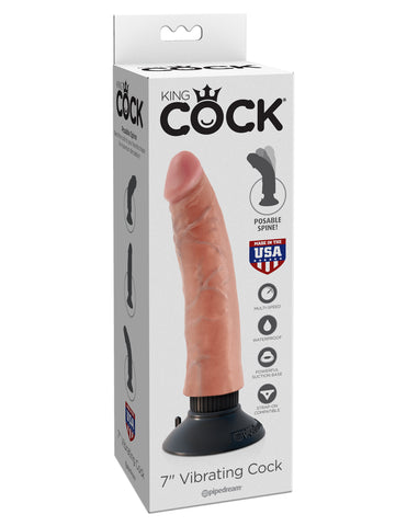 King Cock 7 Inch Vibrating Cock 17.8 Centimeter Vibrating Dong DONGS Vibrating