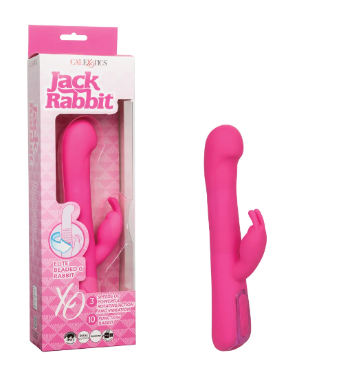 Jack Rabbit Elite Beaded G Rabbit Vibrator in Pink with Dual Stimulation and Rotating Action Vibrators - G Spot