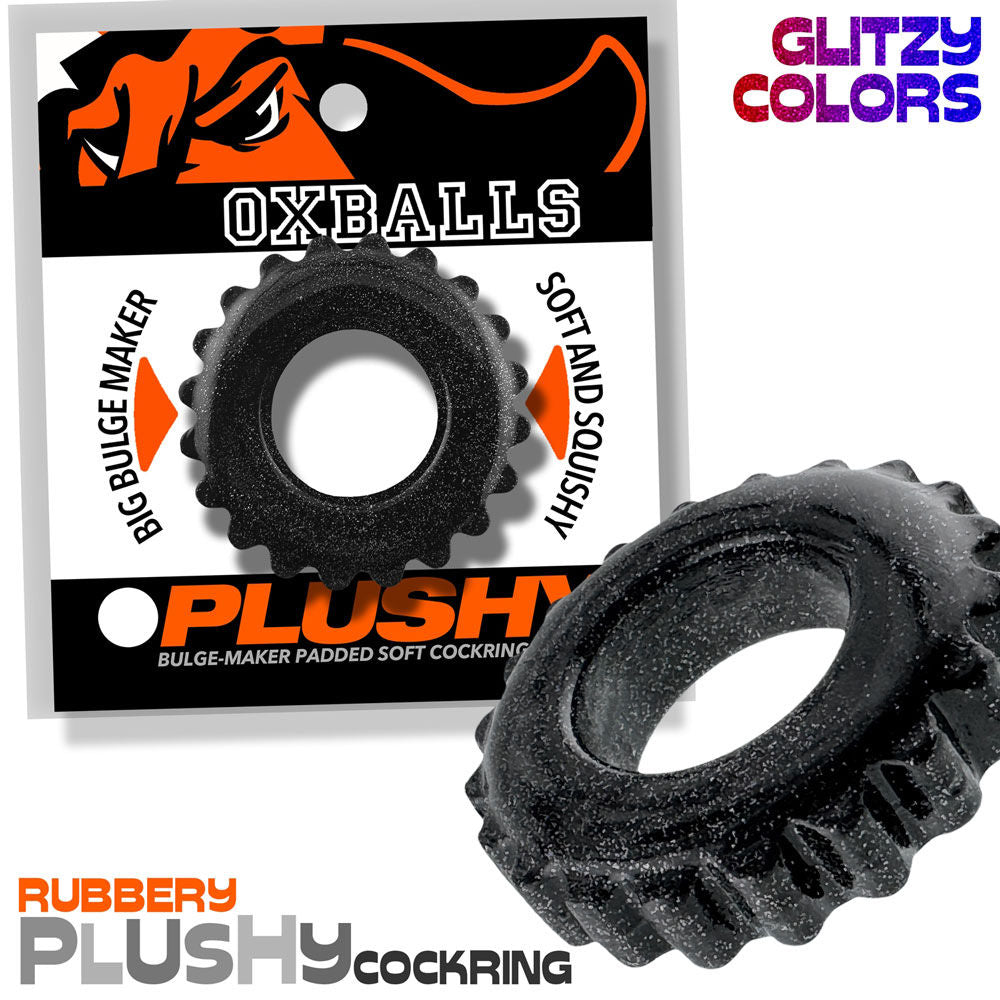 Plushy Single Ring (Black Mica) – Cushy Flexible Cock Ring > Cock Ring > Single