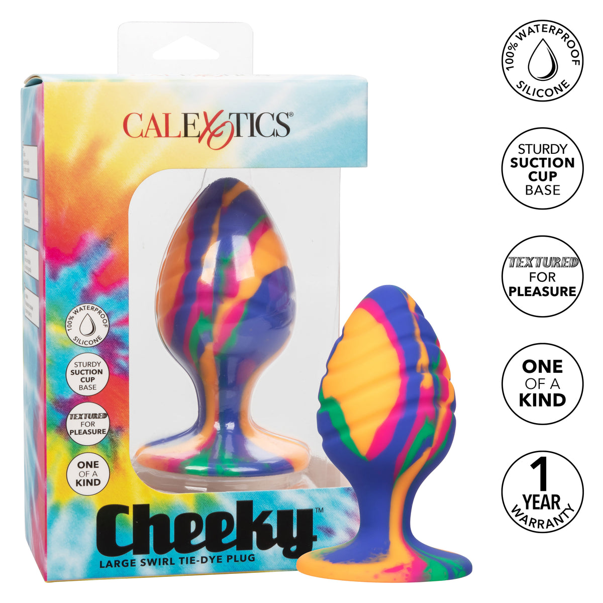 Cheeky Large Swirl Tie Dye – Colorful Large Butt Plug 3.5 Inch > Anal Range > Butt Plugs
