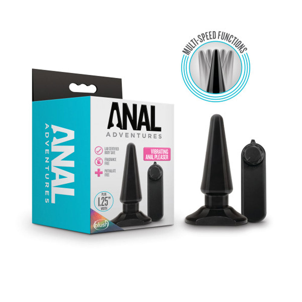 Anal Adventures Basic Vibrating Anal Pleaser 4 Inch Black > Anal Range > Butt Plugs