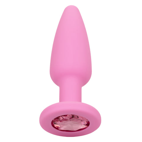First Time Crystal Booty Kit Pink - 3 Graduated Sizes Smooth Silicone Anal Plugs with Crystal Inlay > Anal Range > Butt Plug Kits
