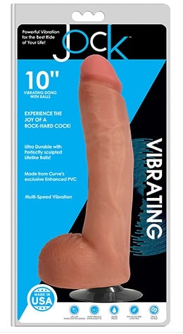 Jock 10 Inch Vibrating Dong With Balls Vanilla Color > Dildos > Large Dildos