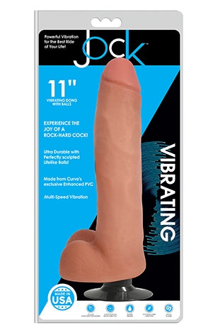 Jock 11 Inch Vibrating Dong With Balls Vanilla Color > Dildos > Large Dildos