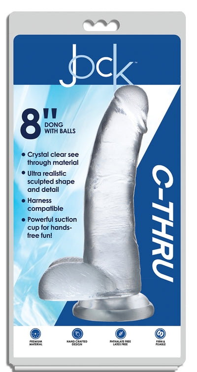 Jock C-Thru 8 Inch Clear TPE Dong with Balls and Suction Cup > Dildos > Realistic Dildos