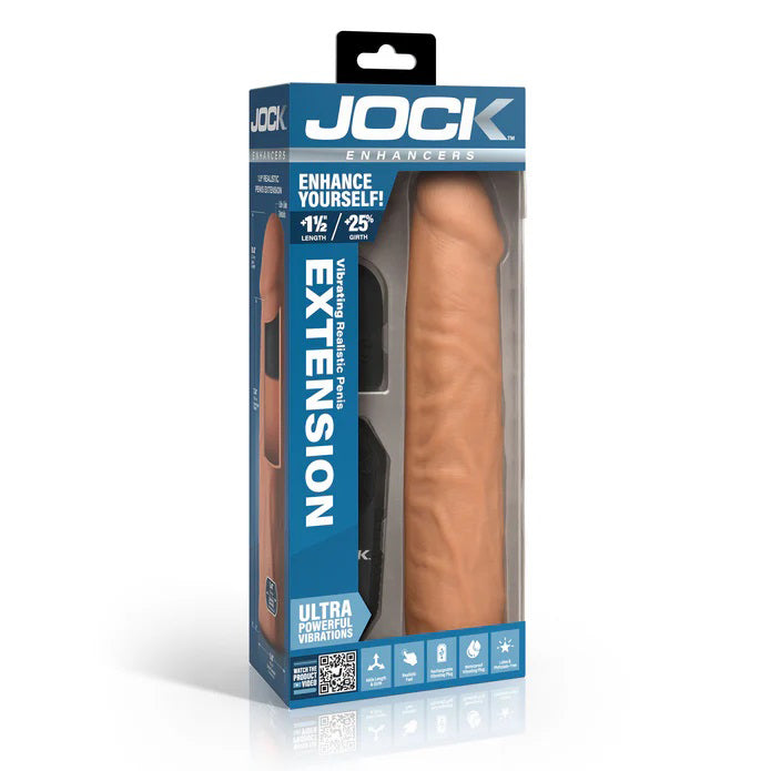 Jock Enhancers 1.5 Inch Vibrating Penis Extension Sleeve with Remote - Medium Secondary image