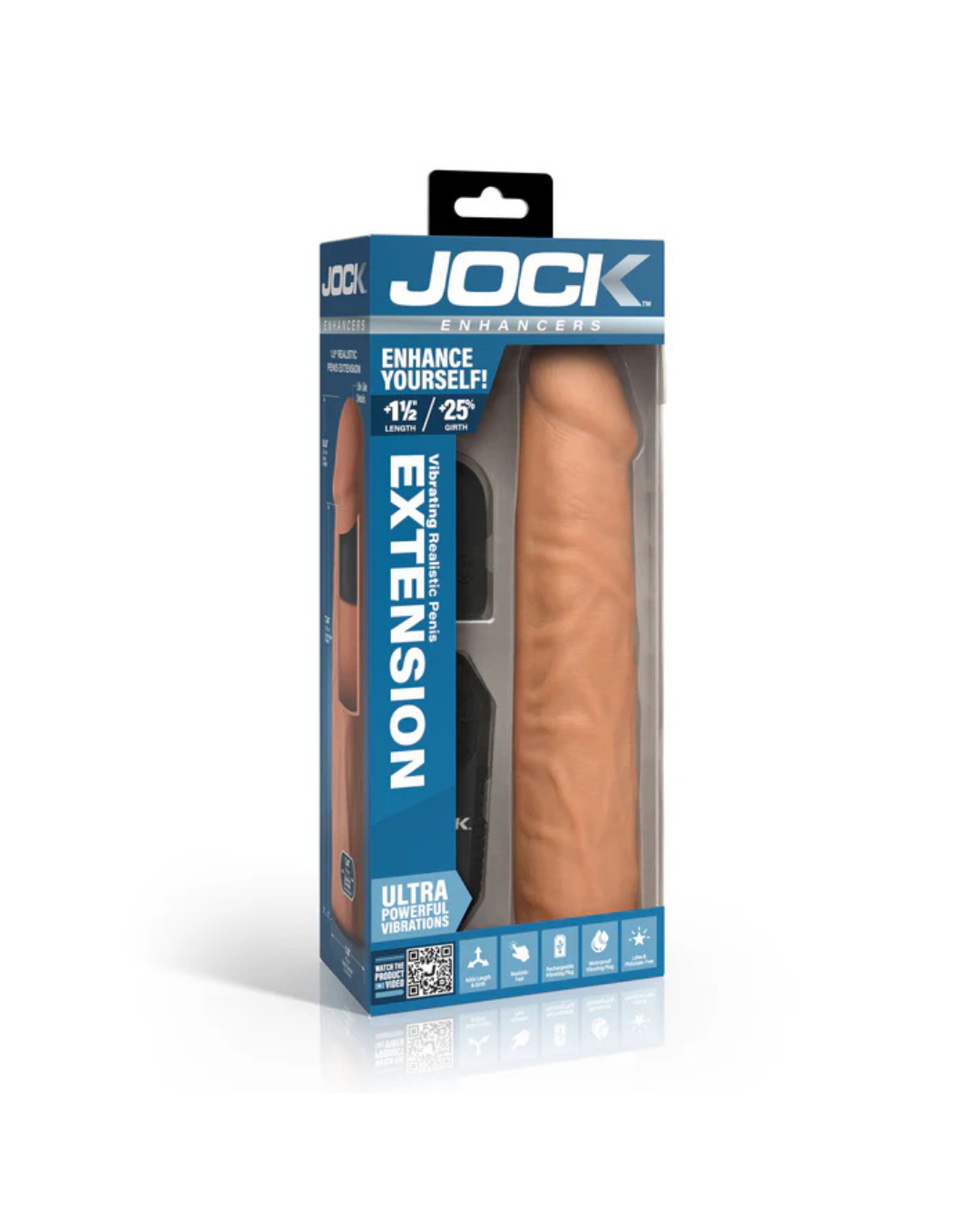Jock Enhancers 1.5 Inch Vibrating Penis Extension Sleeve with Remote - Medium > Sex Toys For Men > Penis Sleeves Main image