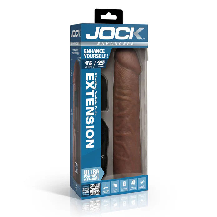 JOCK Enhancers 1.5 Inch Vibrating Penis Extension with Remote - Light, Medium or Dark > Sex Toys For Men > Penis Sleeves