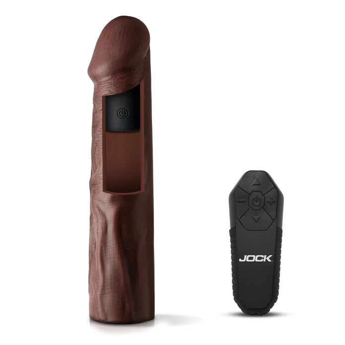 JOCK Enhancers 1.5 Inch Vibrating Penis Extension with Remote - Light, Medium or Dark Dark > Sex Toys For Men > Penis Sleeves