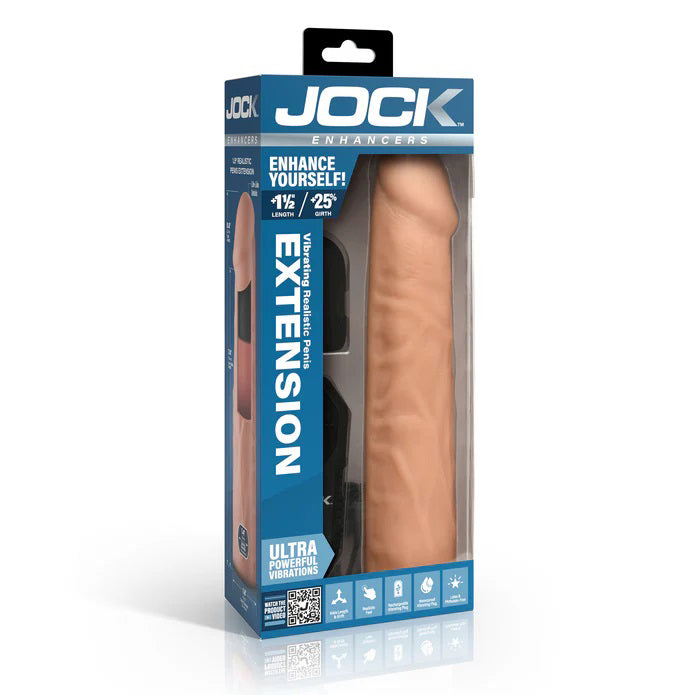 Jock Enhancers 1.5 Inch Vibrating Penis Extension with Remote Medium SLEEVES