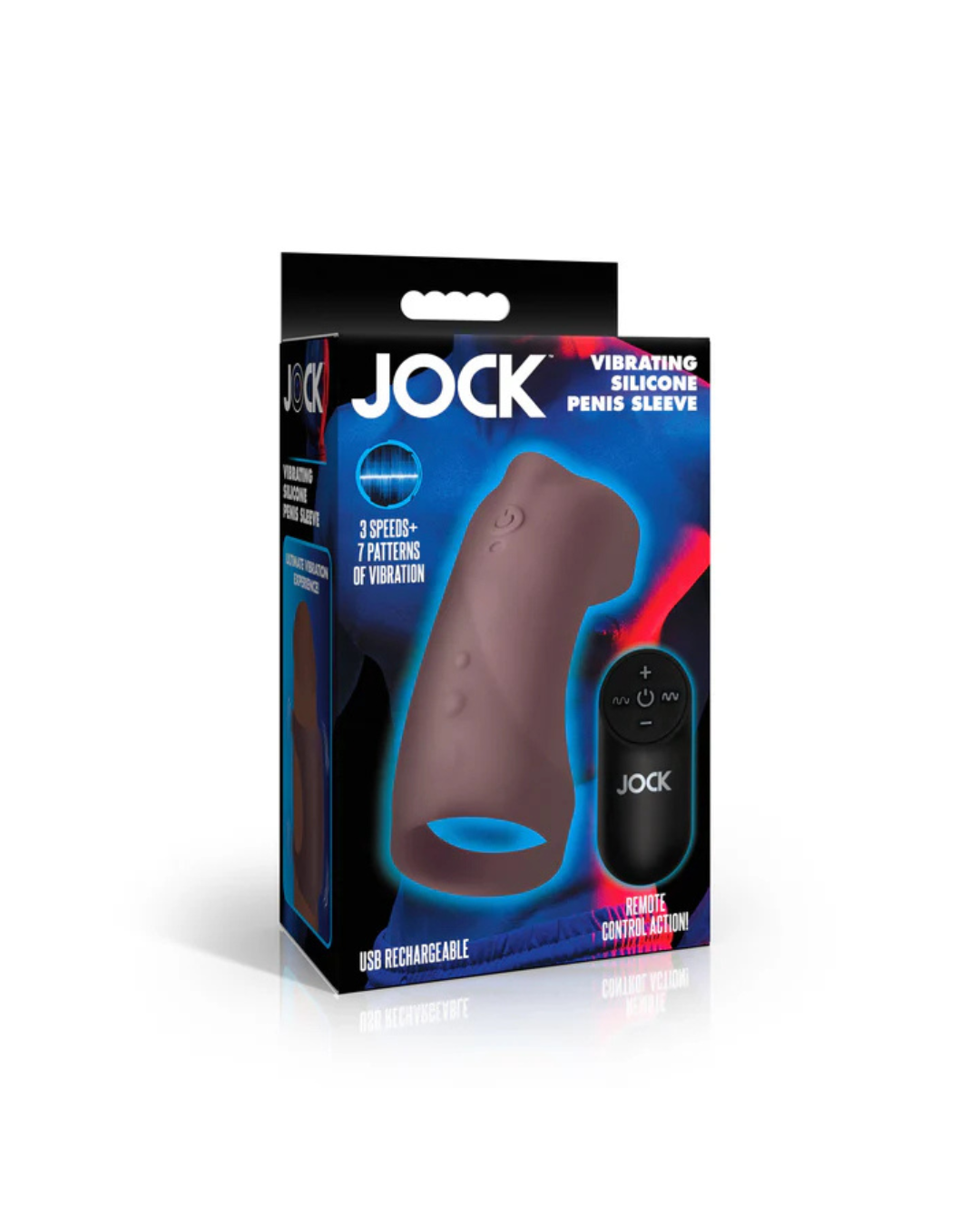 Jock Vibrating Silicone Penis Sleeve in Dark Color SLEEVES