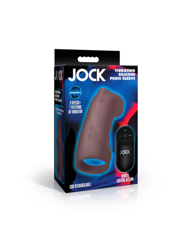 Jock Vibrating Silicone Penis Sleeve in Dark Color SLEEVES