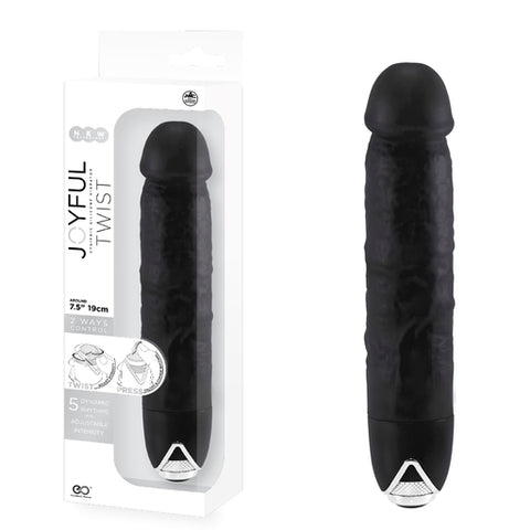 Joyful Twist Silicone Vibrator 7.5 Inch Black with 2-Way Control and Adjustable Intensity Vibrators