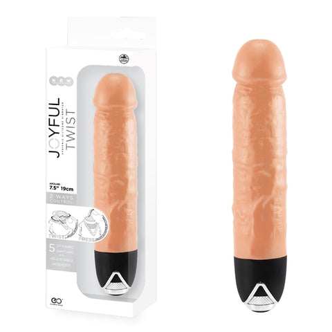 Joyful Twist Silicone Vibrator 7.5 Inch Flesh Color with 2-Way Control and 5 Dynamic Rhythms Vibrators