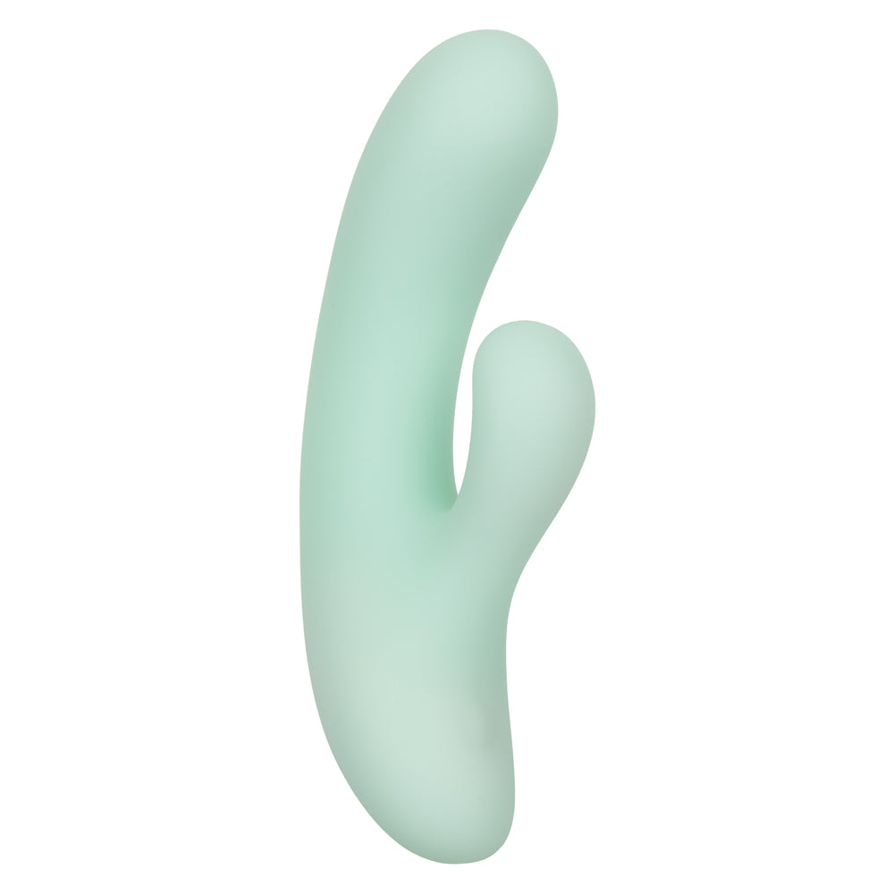 Pacifica Fiji Dual Stimulator in Mint Green with 10 Vibration Functions, Liquid Silicone, Rechargeable, Waterproof IPX7, 7.5 Inches > Vibrators > Ladies > Rabbit