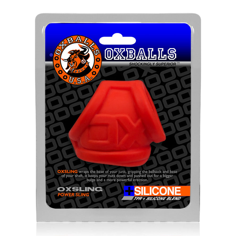 OxBalls Oxsling (Red Ice) Silicone Power Sling – Durable Silicone Cock Sling > Cock Ring > Sling