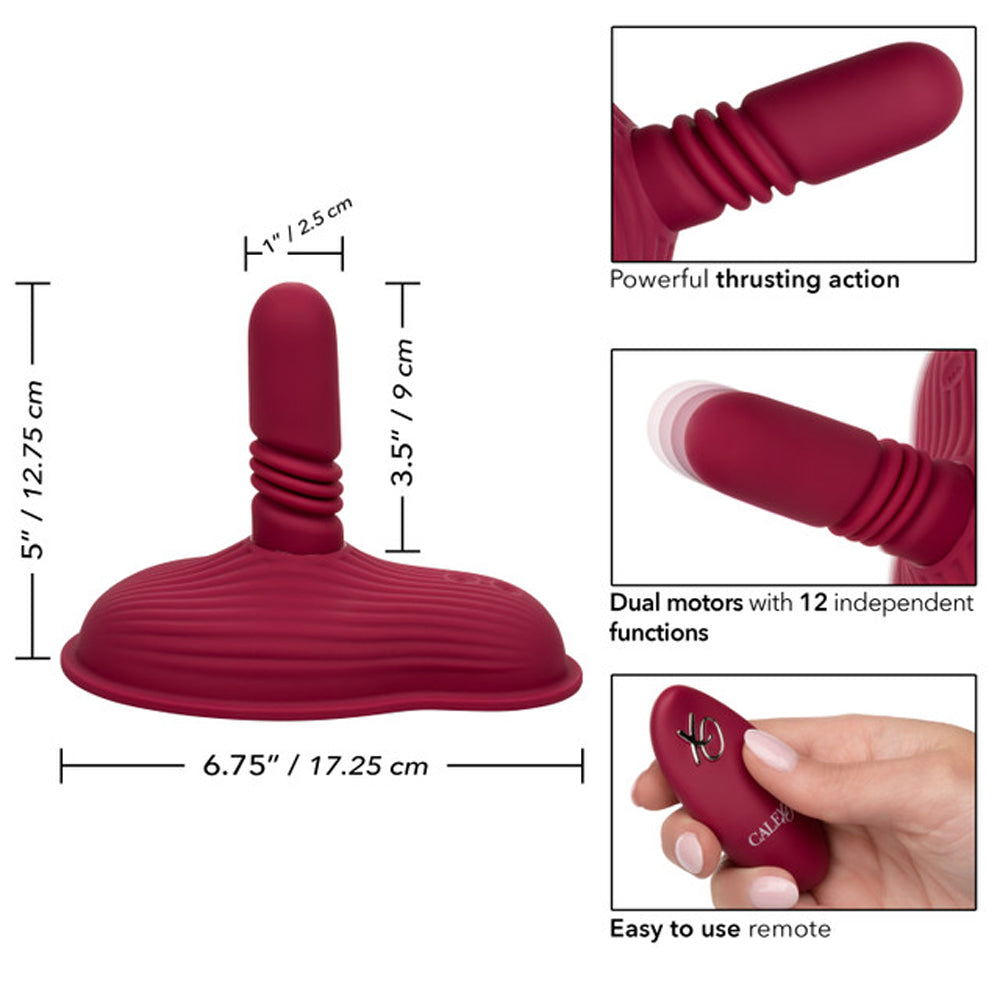 Dual Rider Remote Control Thrust and Grind Waterproof Silicone Massager in Burgundy > Vibrators > Vibrating Pads