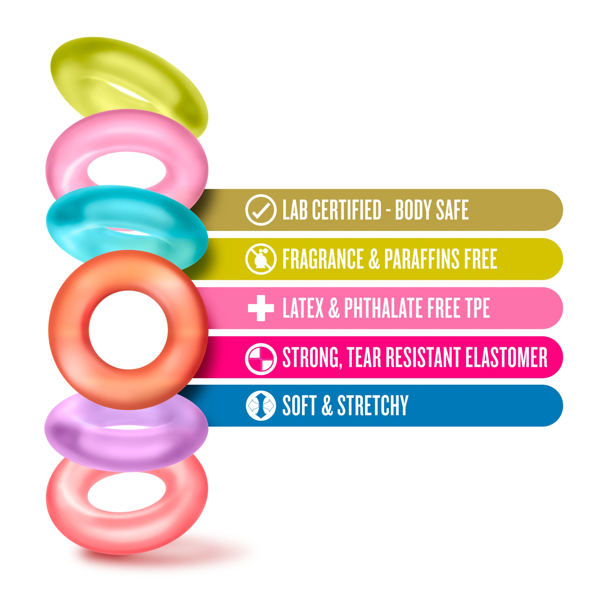 King of the Ring Coloured Cock Rings Set of 6 COCK RING Set