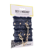 Sex and Mischief Navy and Gold Faux Fur Handcuffs with Adjustable Size and Chain Detailing > Bondage Gear > Restraints