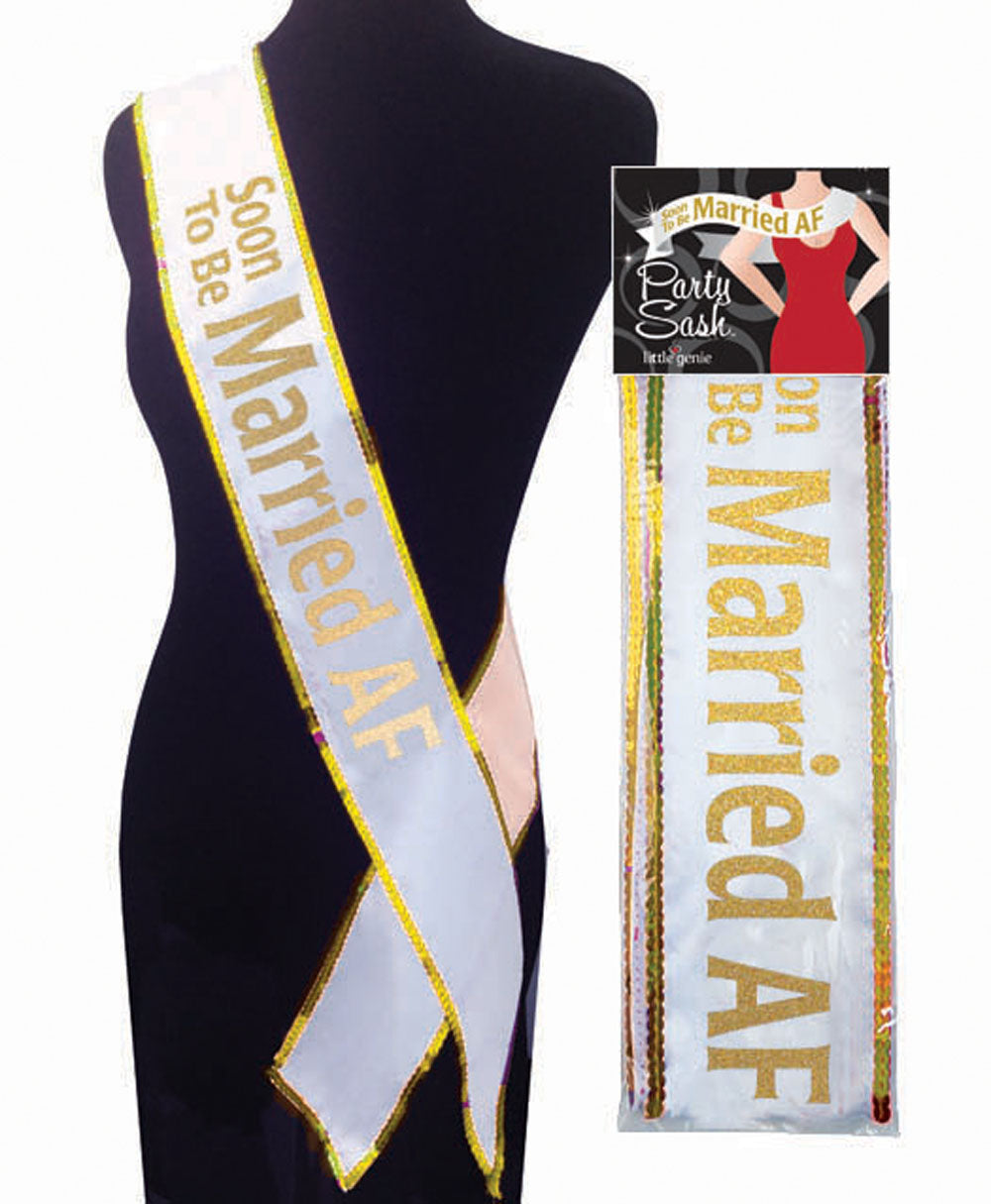 Bridal Sash for Bride to Be - Soon to Be Married AF White Sash > Novelties > Party Supplies