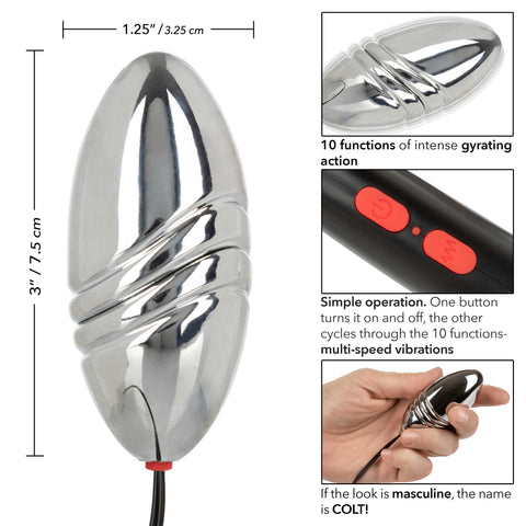 Colt Rechargeable Turbo Bullet Silver with 10 Functions and USB Charging BULLETS