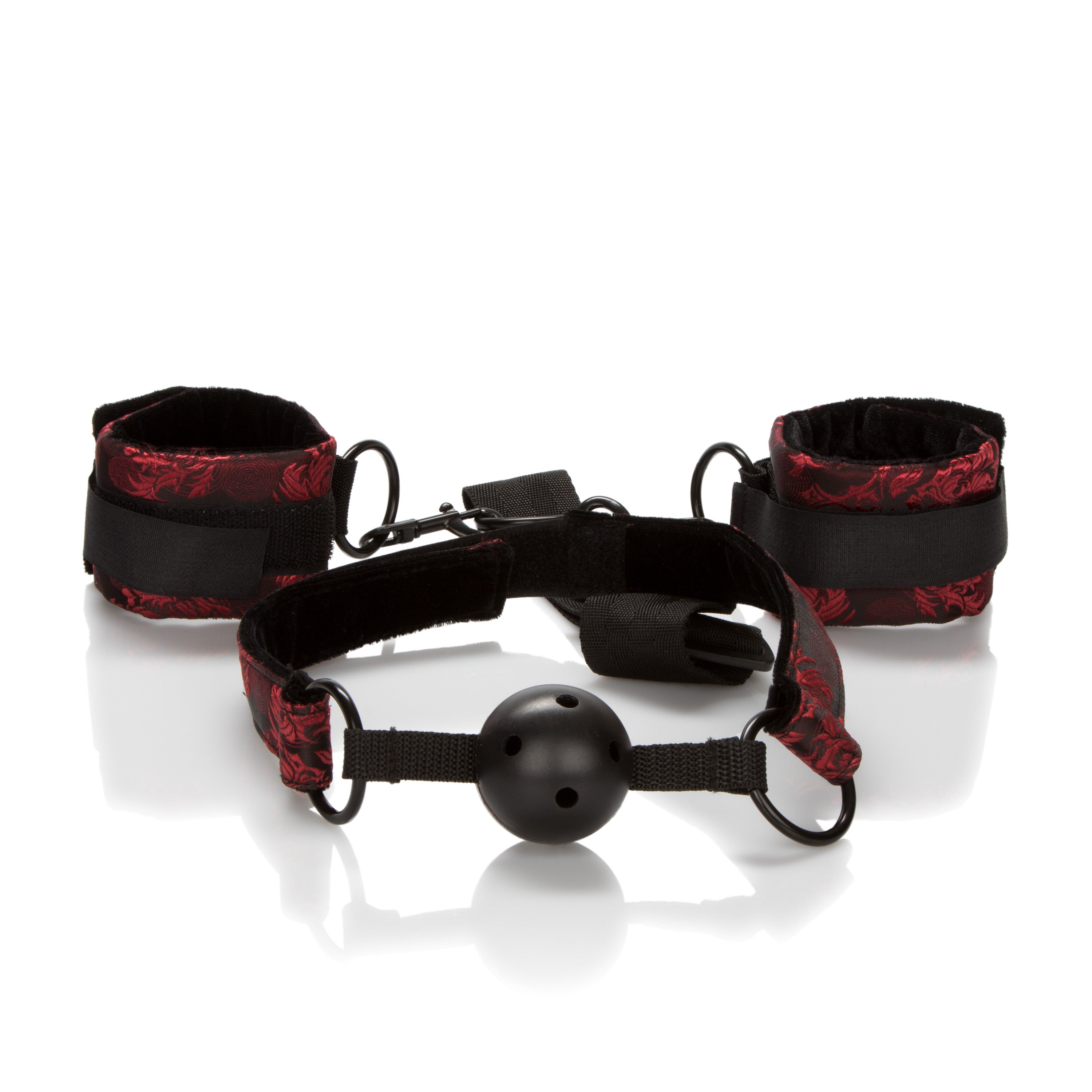 Scandal Breathable Ball Gag and Adjustable Cuffs – Comfortable Restraint Set > Bondage Gear > Gags and Bits Main image