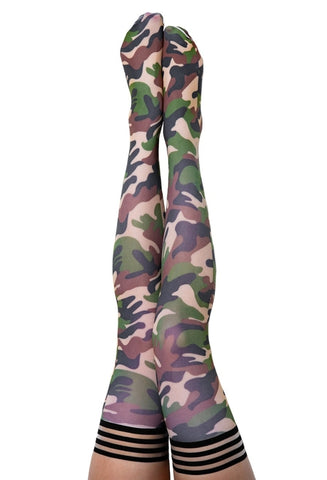 Kixies Alex Camo Thigh Highs Size D Hosiery