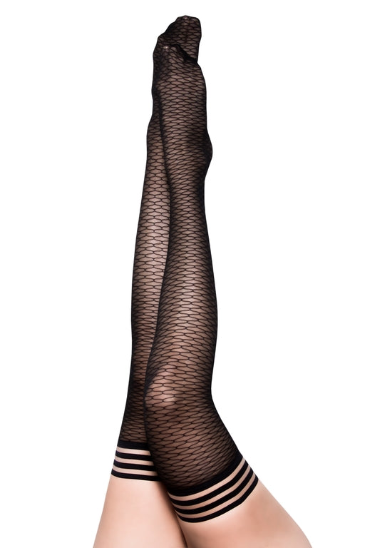 Kixies BethAnne Black Honeycomb Thigh High Stockings Size B > Clothes > Hosiery > Stockings