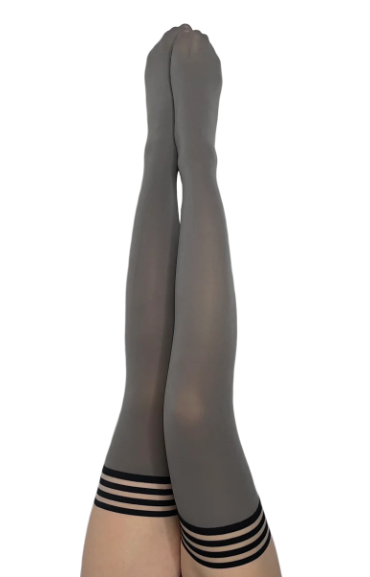 Kixies Sierra Grey Opaque Thigh-High Tights Size D > Clothes > Hosiery > Stockings Main image