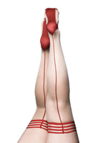Kixies Whitney Nude Seam Thigh Highs With Red Band Size D > Clothes > Hosiery > Stockings