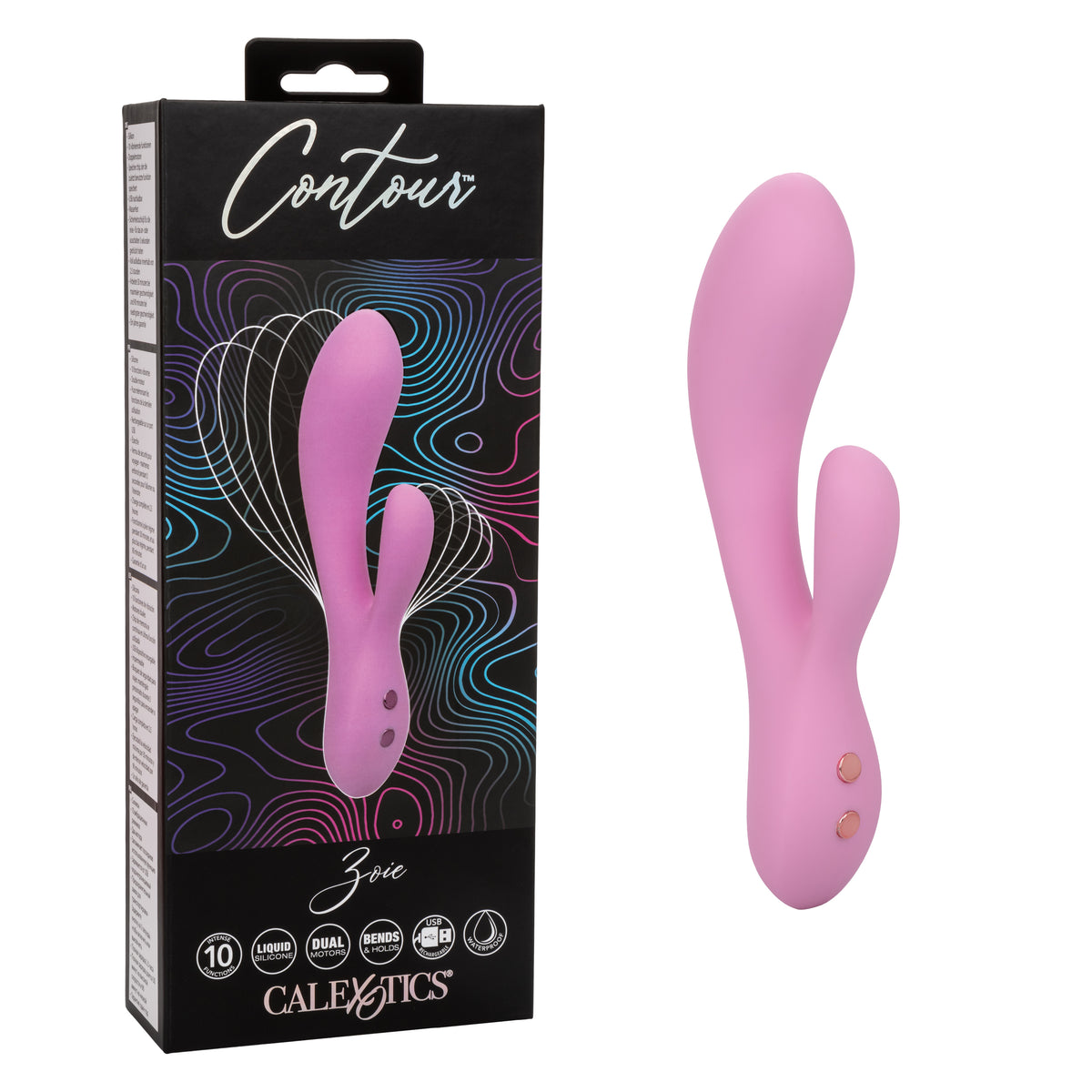 Contour Zoie 4.25 Inch Pink Flexible Dual Massager | Waterproof > Vibrators > Ladies > Rabbit