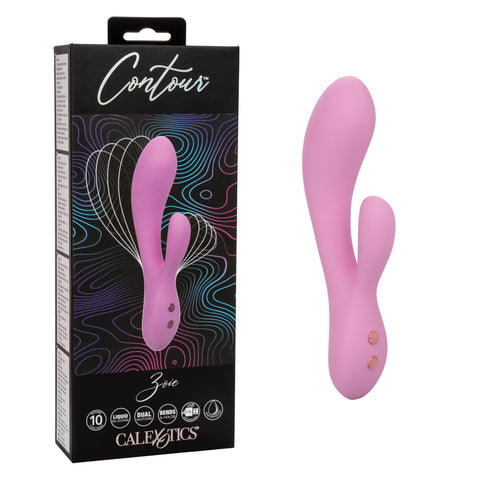 Contour Zoie Pink Flexible Dual Massager with 10 Vibration Functions and Silicone Design > Vibrators > Ladies > Rabbit