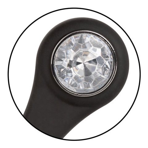 Star Fucker Mini Plug Black Silicone Dual Enhancer with Metal Probe and Sparkling Gem Base > Anal Range > Prostate Plugs