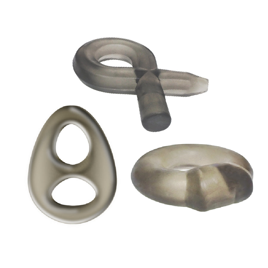 The 9s Phat Rings Smoke Cock Rings Set of 3 Gray > Cock Ring > Sets