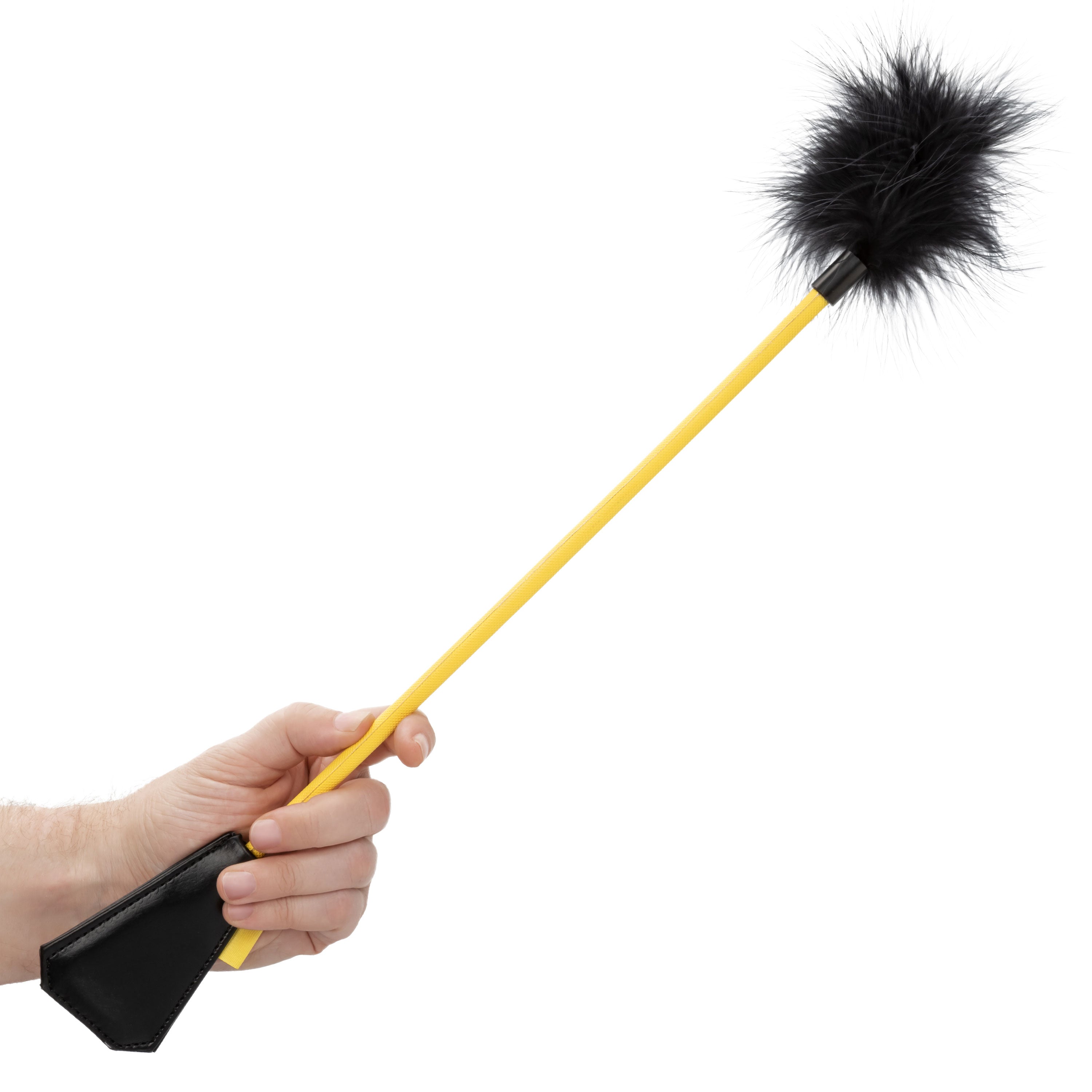 Boundless Feather Crop Black Faux Leather and Feather Tickler BDSM Dual Crop 15 Inch Secondary image