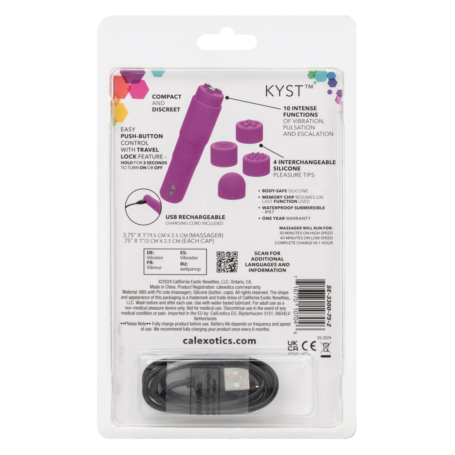 Kyst™ Mega-Mite™ Personal Stimulator with 4 Silicone Tips Pink STIMULATORS