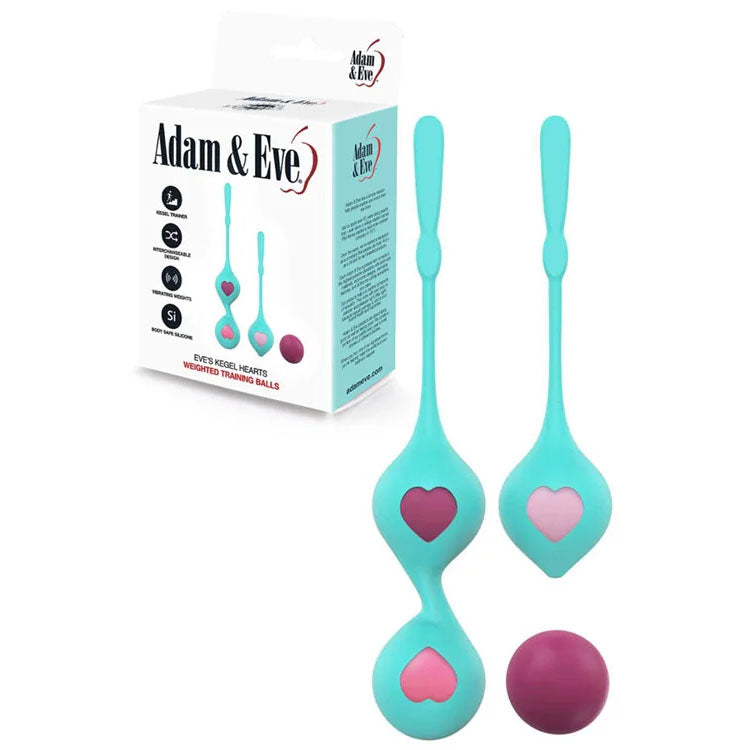 Adam & Eve Eves Kegel Hearts – Weighted Kegel Balls Teal > Sex Toys For Ladies > Kegel Exercise