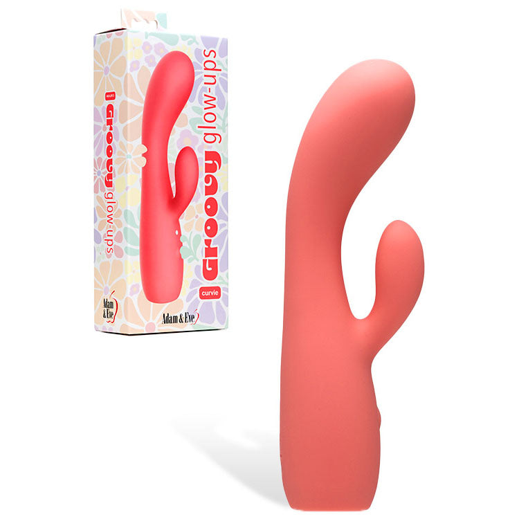 Adam & Eve Groovy Glow-Ups Curvie – USB Rechargeable 17.8 cm Rabbit Vibrator Red > Vibrators > Ladies > Rabbit Main image